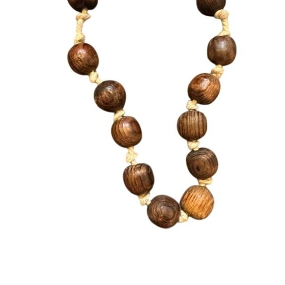 Handcrafted Wooden Rosary Necklace With Cross & Heart Pendants Natural Wood Bead - Picture 6 of 7